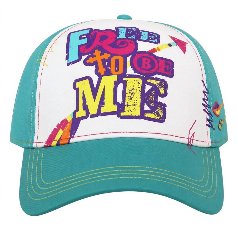 NEW GYPSY SOULE women's free to be me baseball cap in turquoise and white